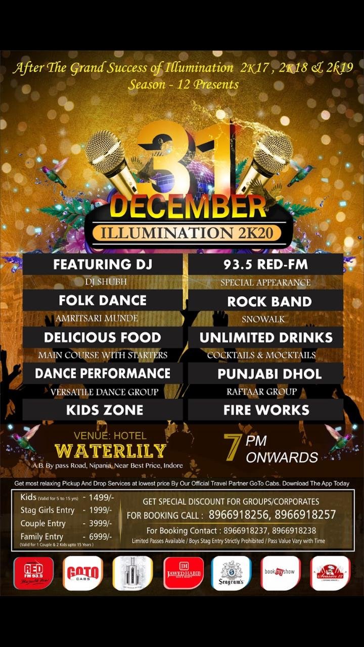 new year event indore- waterlilly- Indorehd