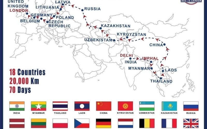 route of bus from delhi to london