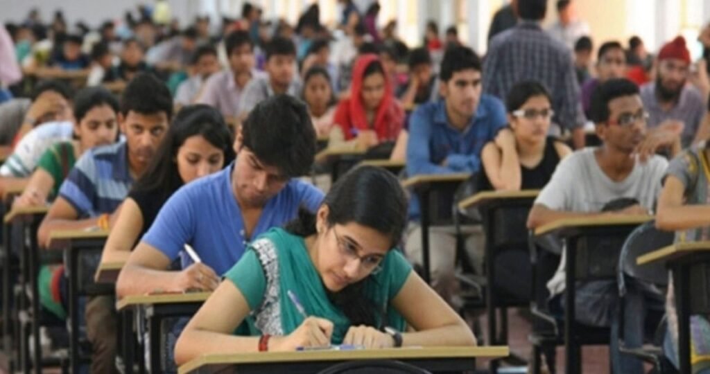 students giving entrance exam