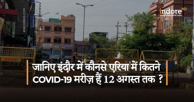 जानिए इंदौर में कौनसे एरिया में कितने Covid-19 मरीज़ हैं 12 अगस्त तक ?